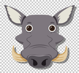 Cute boar head in flat cartoon style