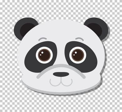 Cute panda head in flat cartoon style