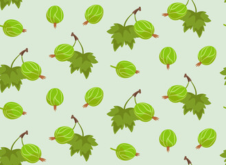Seamless pattern with gooseberries. Texture with berries in cartoon style.