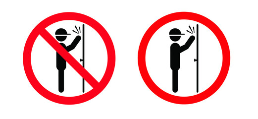 stickman, stick figure man. No sales at the door. No soliciting, faith, creed, or religious sign. Stop, do not knock the door or do not disturb sign. No Salesmen. No sale, shopping or special offer.