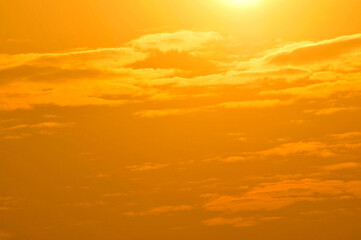 sun ray is go down and amazing dramatic orange cloud