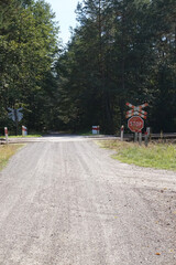 Stop sign on railroad crossing