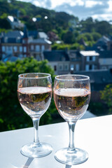 Two glasses with rose d'anjou wine from Loire valley, France