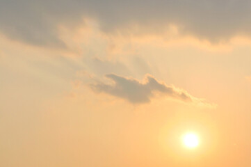 sun ray is go down and amazing dramatic orange cloud