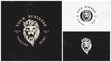 Classic lion face logo with circular lettering