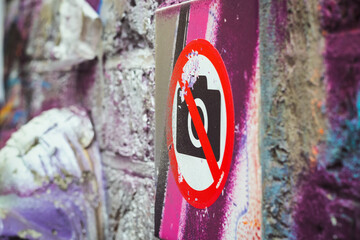 No photography, camera prohibited sign at Brick Lane in London
