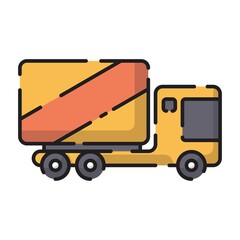Cute Yellow Truck Flat Design Cartoon for Shirt, Poster, Gift Card, Cover, Logo, Sticker and Icon.