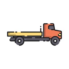 Cute Truck Flat Design Cartoon for Shirt, Poster, Gift Card, Cover, Logo, Sticker and Icon.