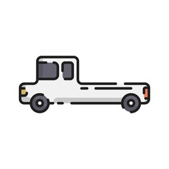 Cute White Car Flat Design Cartoon for Shirt, Poster, Gift Card, Cover, Logo, Sticker and Icon.