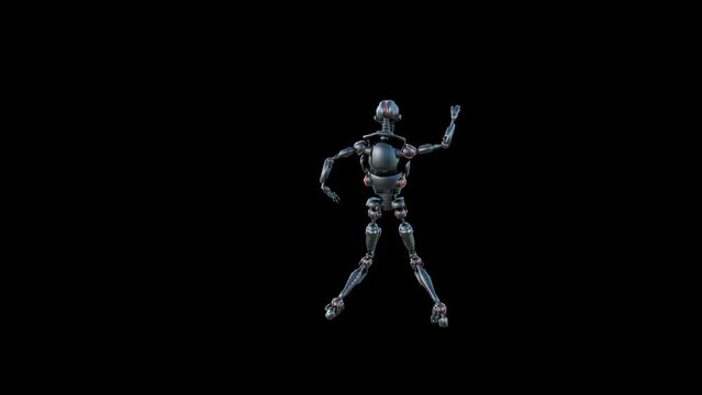 Metal Robot Dancer, animation.Full HD 1920&times;1080.18Second Long.Transparent Alpha video.LOOP.