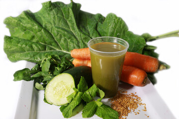 Natural vegetable juice. Vegan green juice.