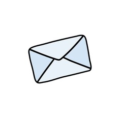 Mail icon in cartoon style. Letter in envelope isolated element. Vector illustration