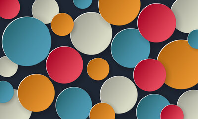 Abstract background with colored circles and shadows. Vector illustration