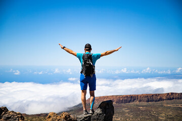 man hiking in El Teide national park  Tenerife