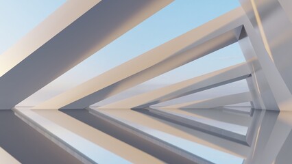 Fototapeta premium Architecture background geometric arched interior 3d render