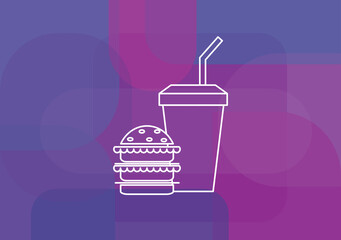 Fast food takeout icon. Junk food sign. Burger and soda symbol.Vector illustration.