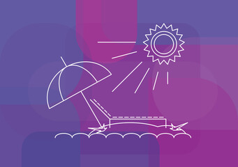 Sun lounger and Beach umbrella vector icon.Vector illustration.