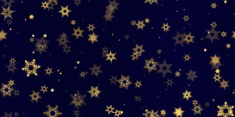 Gold snowflakes holiday seamless pattern.