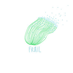 Illustration with seaweed and lettering frail