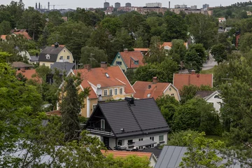 Fotobehang Stockholm, Sweden Rooftops and villas in the Malarhojden district. © Alexander