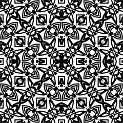 Abstract geometric seamless pattern.  Black and white vector background. black mandala.