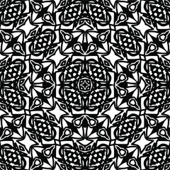 Abstract geometric seamless pattern.  Black and white vector background. black mandala.