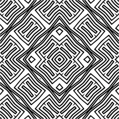 Abstract geometric seamless pattern.  Black and white vector background. black mandala.