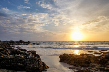seascape and coastal limestone when  the sun is setting
