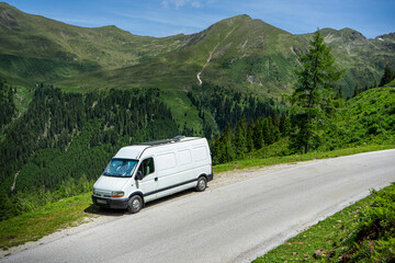 Fototapeta na wymiar camper van on the road