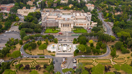 Aerial view of National Gallery of modern and contemporary art. It's an art gallery in Rome, Italy.
