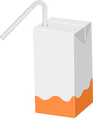 Straw juice carton package clipart design illustration