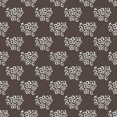 CUTE BOUQUET Monochrome Floral Sketch With Buttercup Flower Plant And Bud On Brown Background Botanic Cartoon Seamless Pattern Vector Illustration For Print
