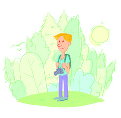 mountain travel adventure. hand drawing background. 