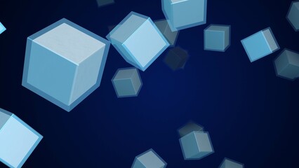 Square falling on blue background