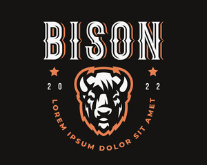 Bison modern logo, emblem design editable for your business.Bull vector illustration.