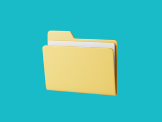 Simple paper folder icon 3d render illustration. - obrazy, fototapety, plakaty