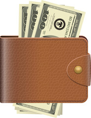 Leather wallet clipart design illustration