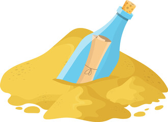 Scroll message in bottle clipart design illustration