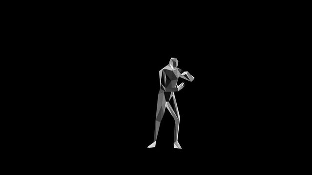 Plexus Man Dubstep Dance Long animation.Full HD 1920&times;1080.32 Second Long.Transparent Alpha video.
