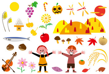 彩り　秋のイラストセット