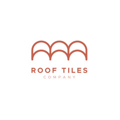 Roof tiles company logo. Roof construction and maintenance. Terracotta outline. Vector illustration, flat design