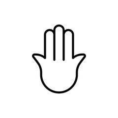 Hamsa minimalist icon. Black outline. Concept of evil eye protection and misfortunes. Vector illustration, flat design