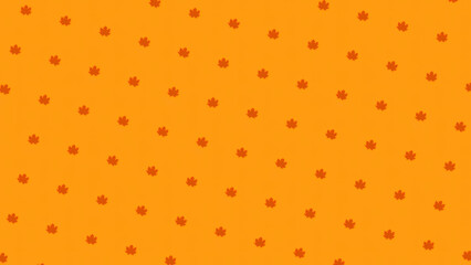 Seamless loop animation. Abstract pattern of small dark leaves rotating and moving up on the orange background. Animation. Seamless loop animation