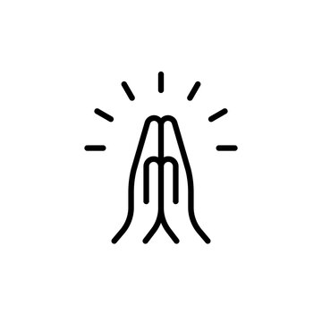 recommend clip art: Praying hands icon. Black outline. Concept of gratitude, welcome, prayer. Vector illustration, flat design