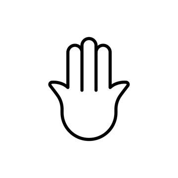 Hamsa minimalist icon. Black outline. Concept of evil eye protection and misfortunes. Vector illustration, flat design