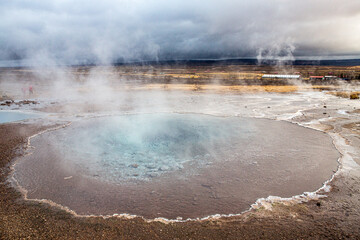 The Giant Geyser & Landscape At Geysir, Iceland