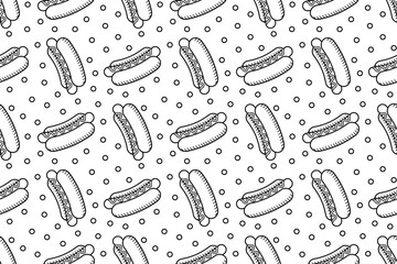 Hot dog seamless pattern on white background - 512770092