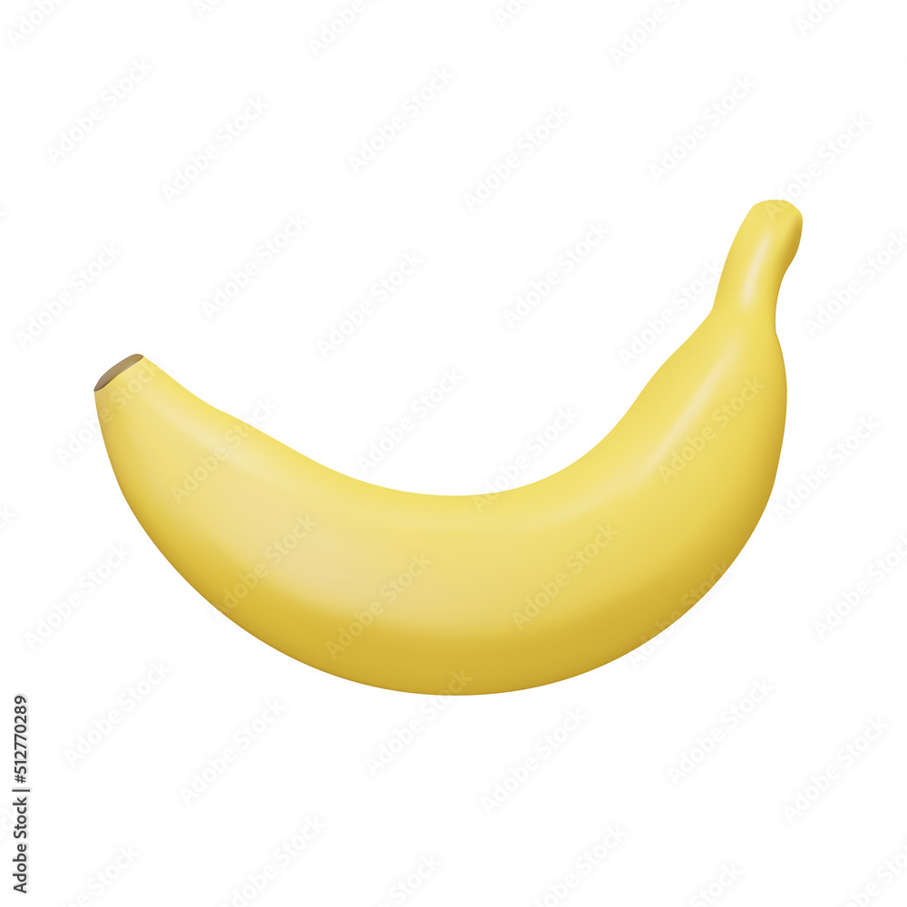 Poster banana 3d icon. isolated object on a transparent background