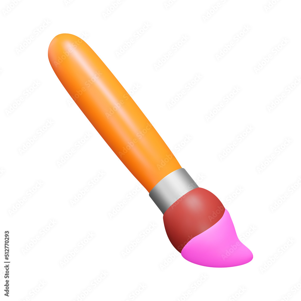 Aufkleber paint brush 3d icon. drawing. with sharp paint. isolated object on a transparent background