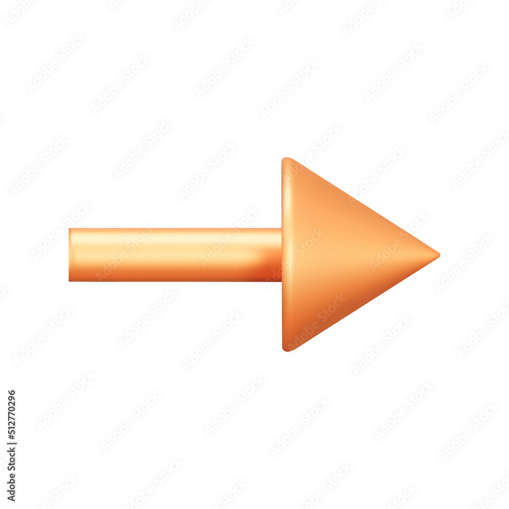 Poster golden arrow 3d icon. isolated object on a transparent background